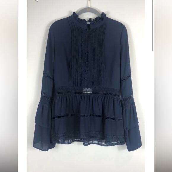 Octavia Navy Blue Open Back Blouse - Picture 1 of 9